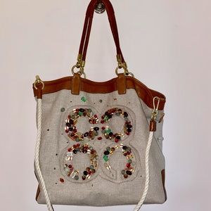 COACH Op Art embellished linen tote bag 17028